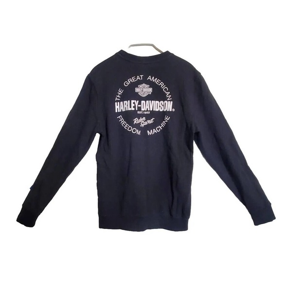 Official HARLEY DAVIDSON Womens Sweatshirt black Small American freedom machine - Picture 6 of 10